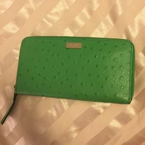Kate Spade green ostrich wallet